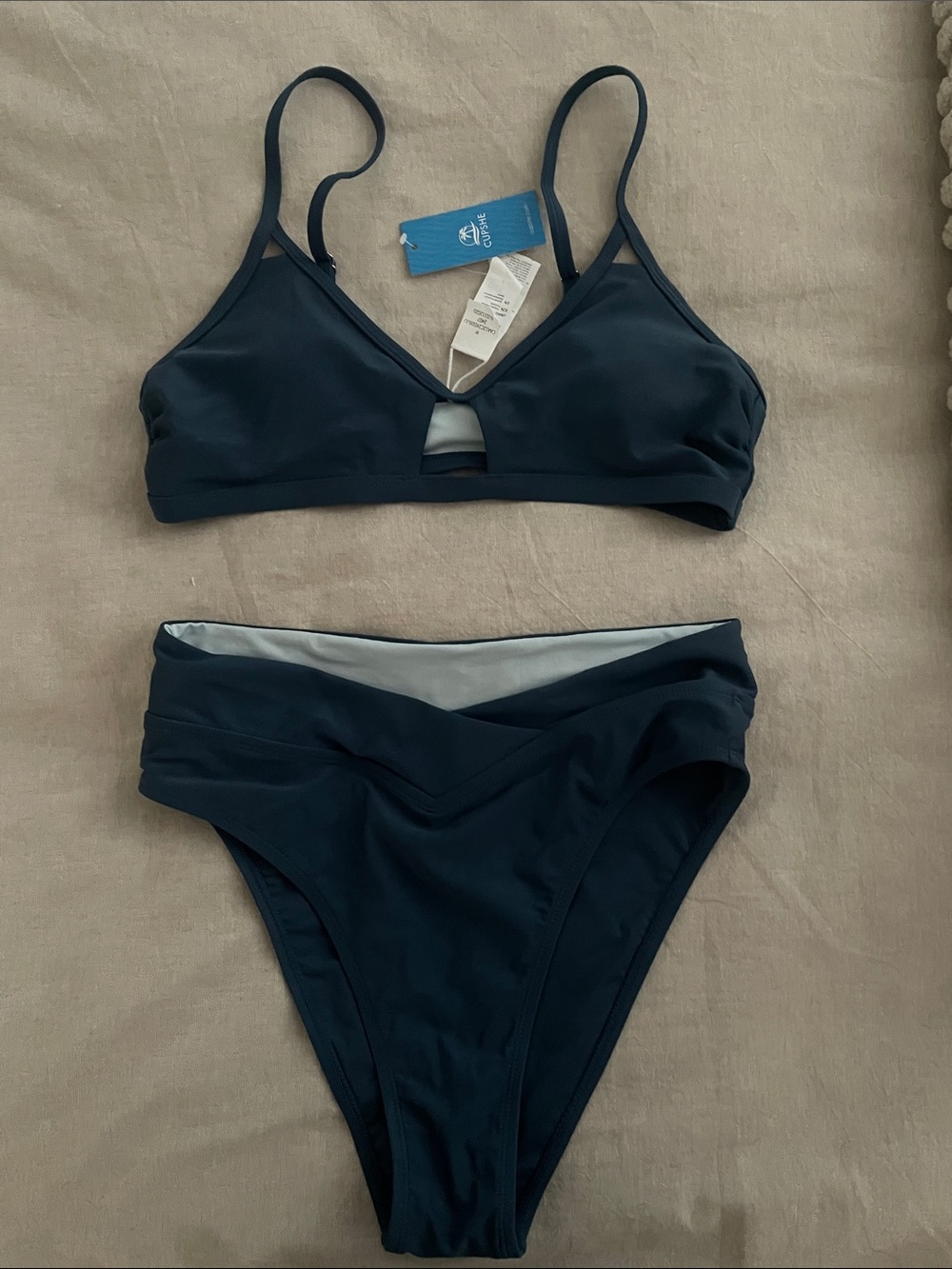 Cupshe Navy Blue Two-Piece Bikini Set